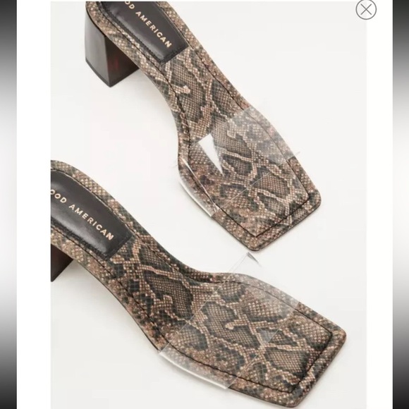 Good American Women’s Snakeskin Cushioned Sole Block Heel/Slide | NEW/NIB!!🖤🤎 - Picture 2 of 14